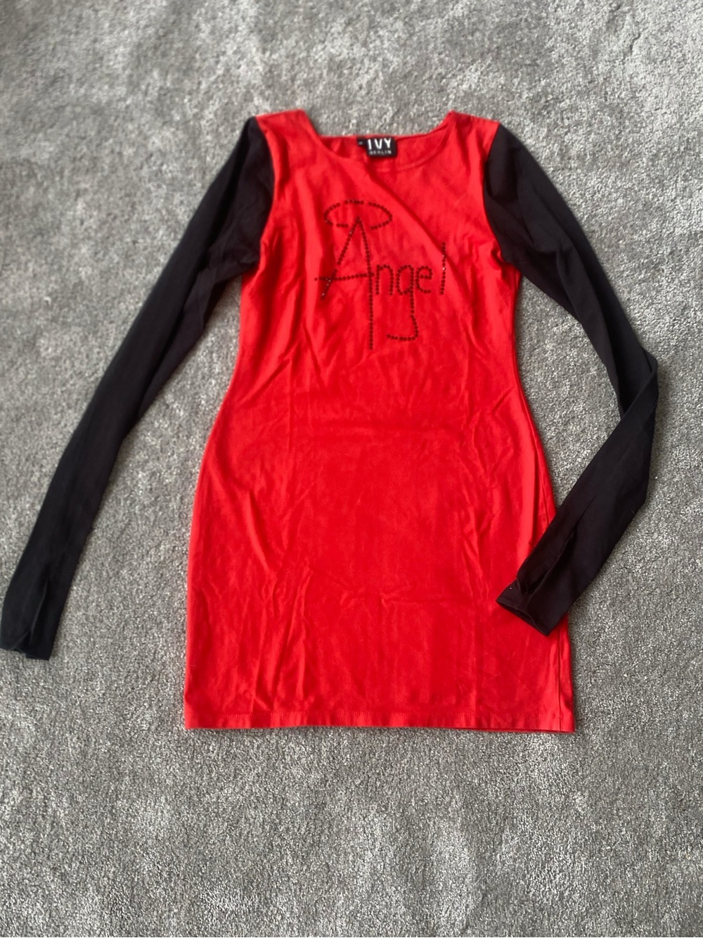 IVY Red Long Sleeve Graphic Tee with Black Sleeves